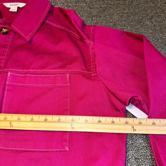 Old Navy Crop Utility Jacket Women’s Large Berry Patch Pockets Button Front NWT - Picture 7 of 9
